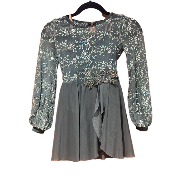 Weissman Dance Costume sage green sequin applique Saint Honesty - Picture 2 of 4